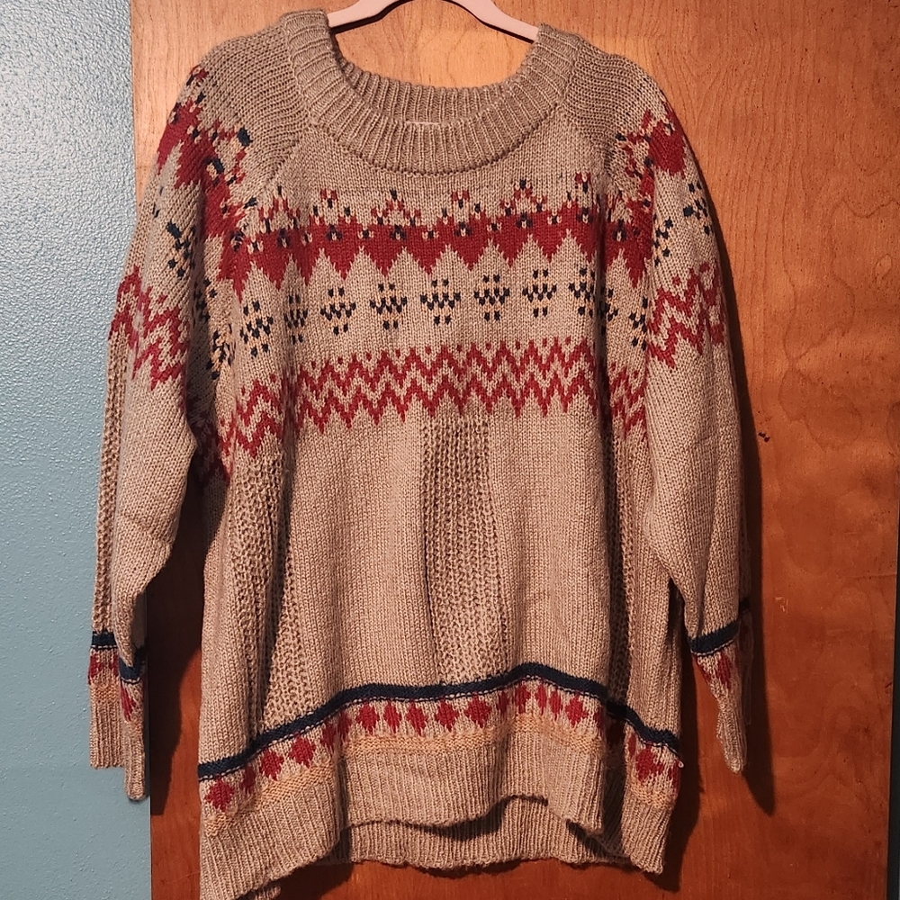 Gigio Oversized Fair Isle Textured Sweater sz LG
